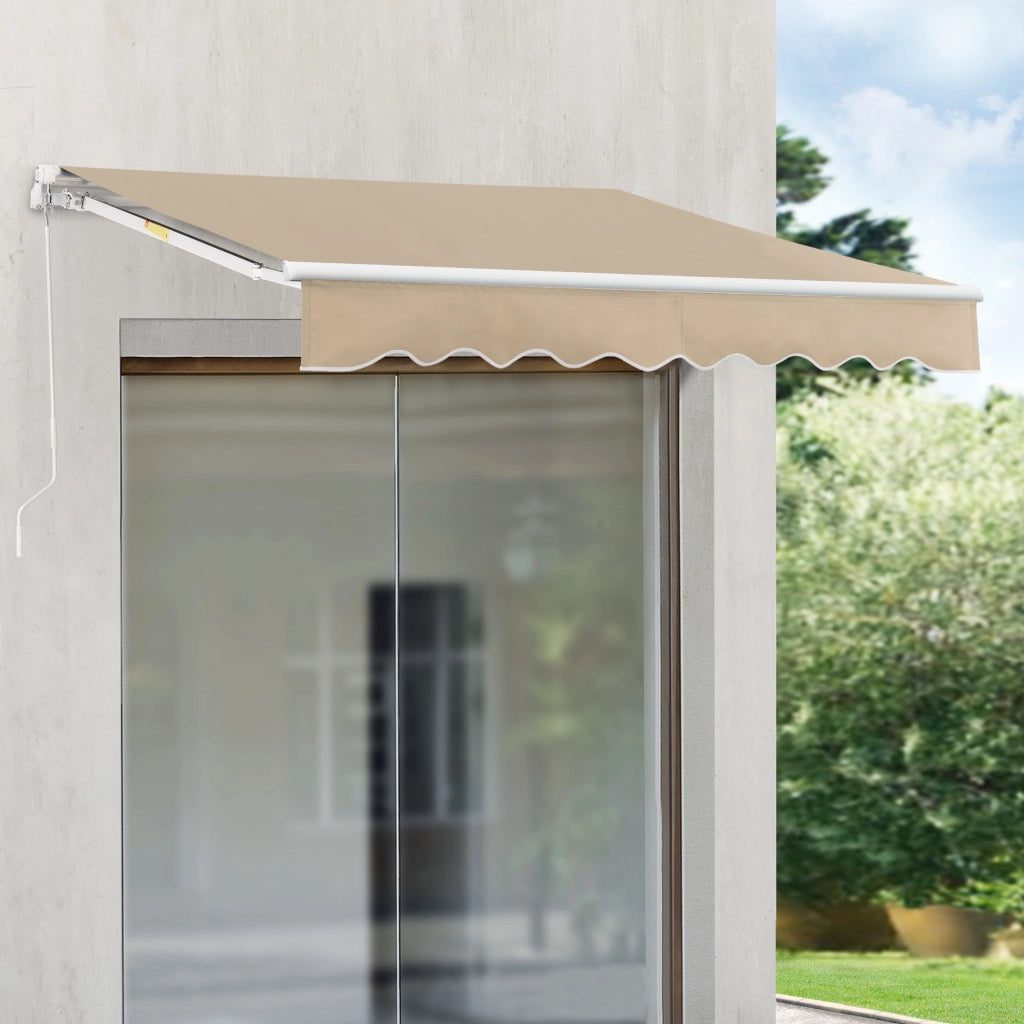 Tenda da Sole a Muro Bitonto con Bracci Estensibili e Manovella 350 x 250 cm (LxP) Beige [en.casa]
