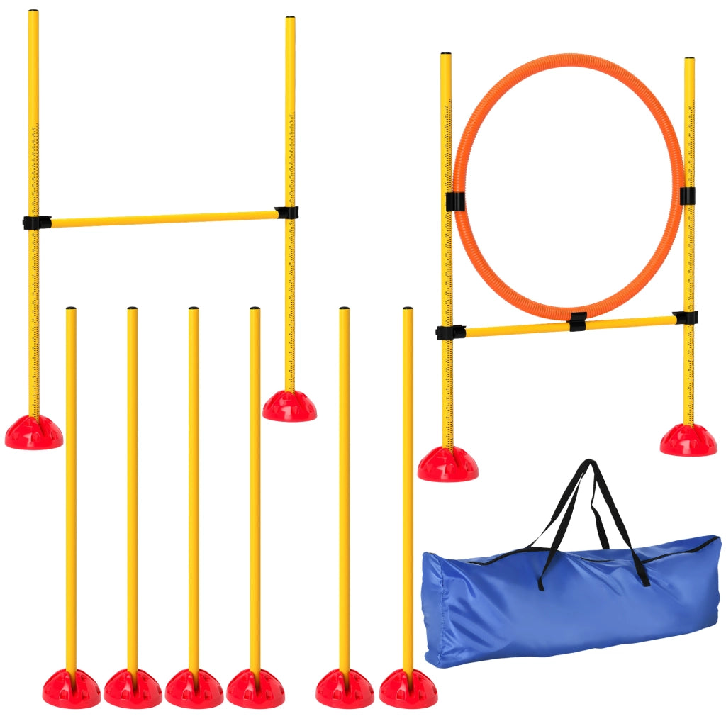 Set Agility per Cani 3 Pezzi ¨C Xylo ¨C Ostacoli con Pali Slalom Riempibili