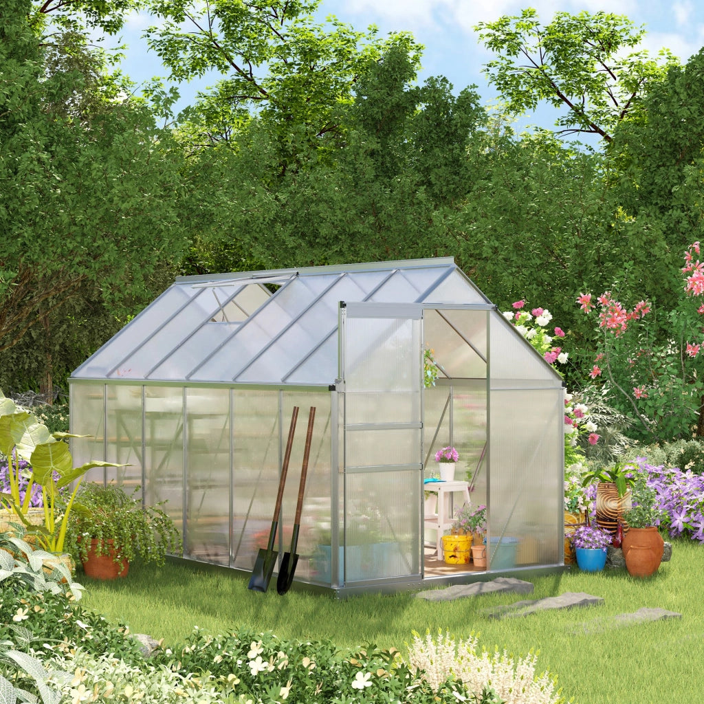 Serra da Giardino in Polycarbonate 7,1 m2 ¨C Zephmum ¨C Argento e Trasparente 190x375x199 cm