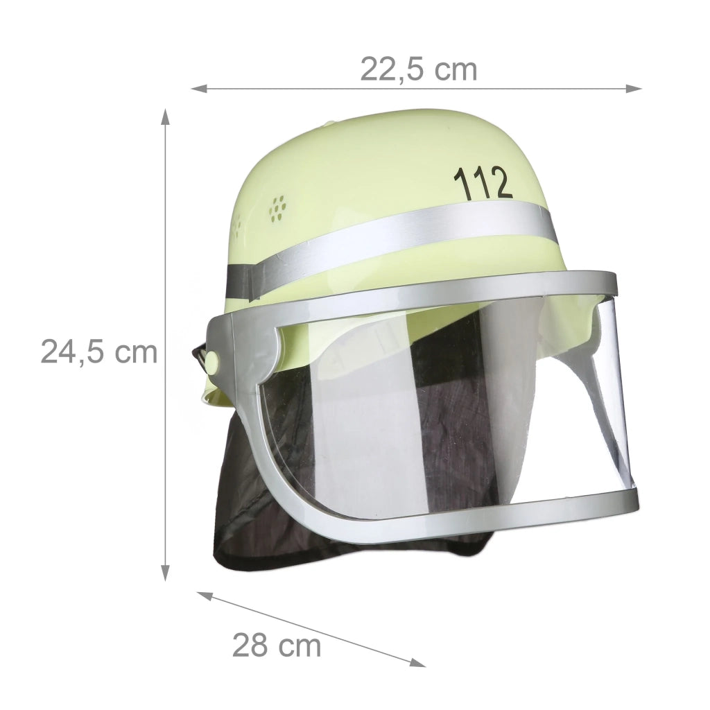 Casco da pompiere per bambini regolabile con visiera ribaltabile 24,5 x 22,5 x 28 cm in poliestere giallo 13_0003579