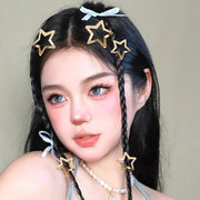 Clips per capelli in metallo a 12 pezzi - Clip anti-slip metallico - Accessori per capelli Y2K per ragazze - Stelline per capelli in stile gold