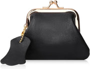 Borsa in Pelle con Tasca per Contanti e Organizzatore per Cavi - Nero - Portafoglio Uomo e Donna