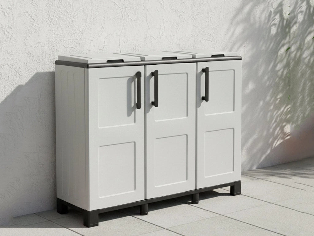 Contenitore per Rifiuti Anthea, Pattumiera Capacità 330 (110 per Sacco) Made in Italy, 102x37x90h cm Grigio Chiaro