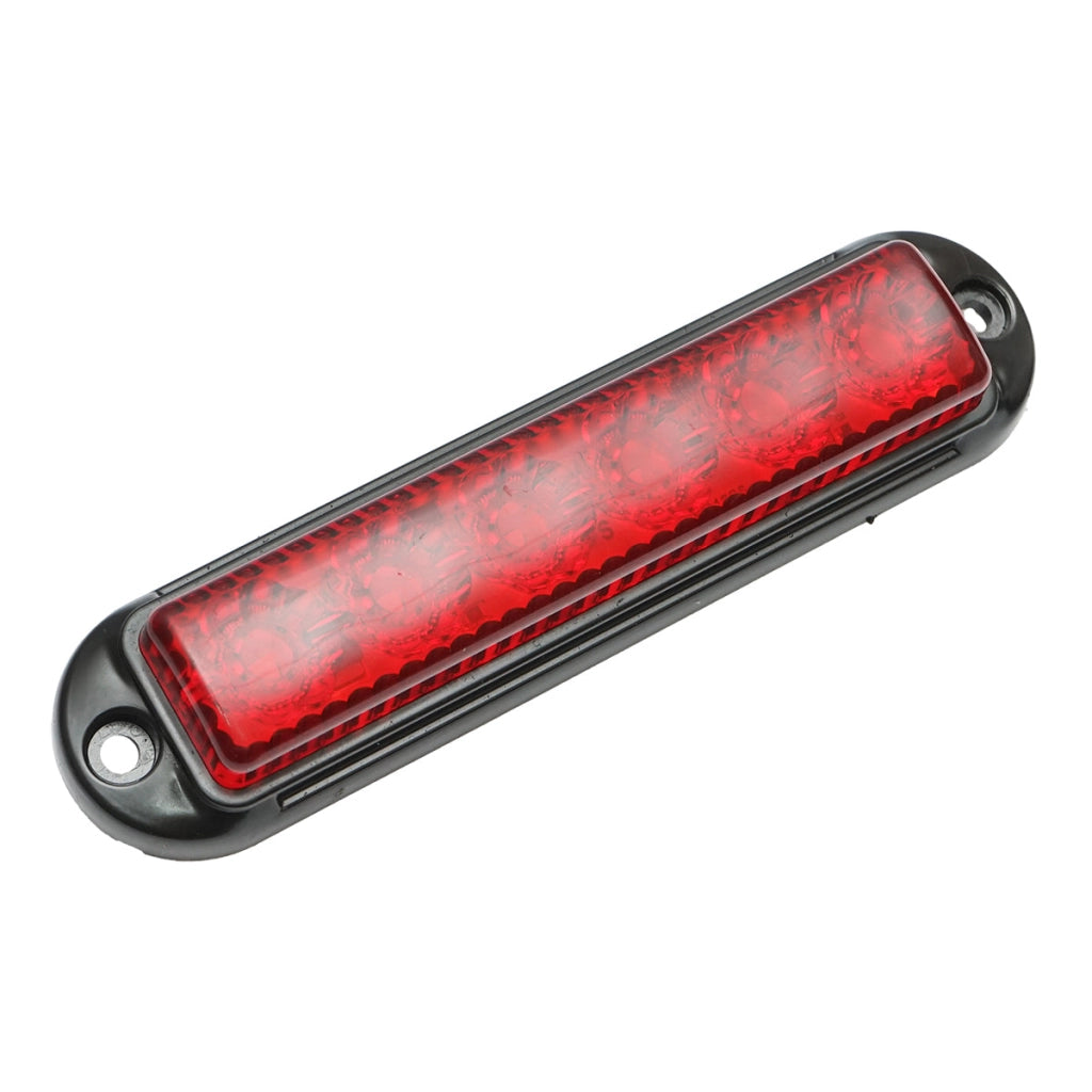Lampada laterale  LED, rossa, 12V-24V, 155x37 mm, con rama nera, Breckner Germany