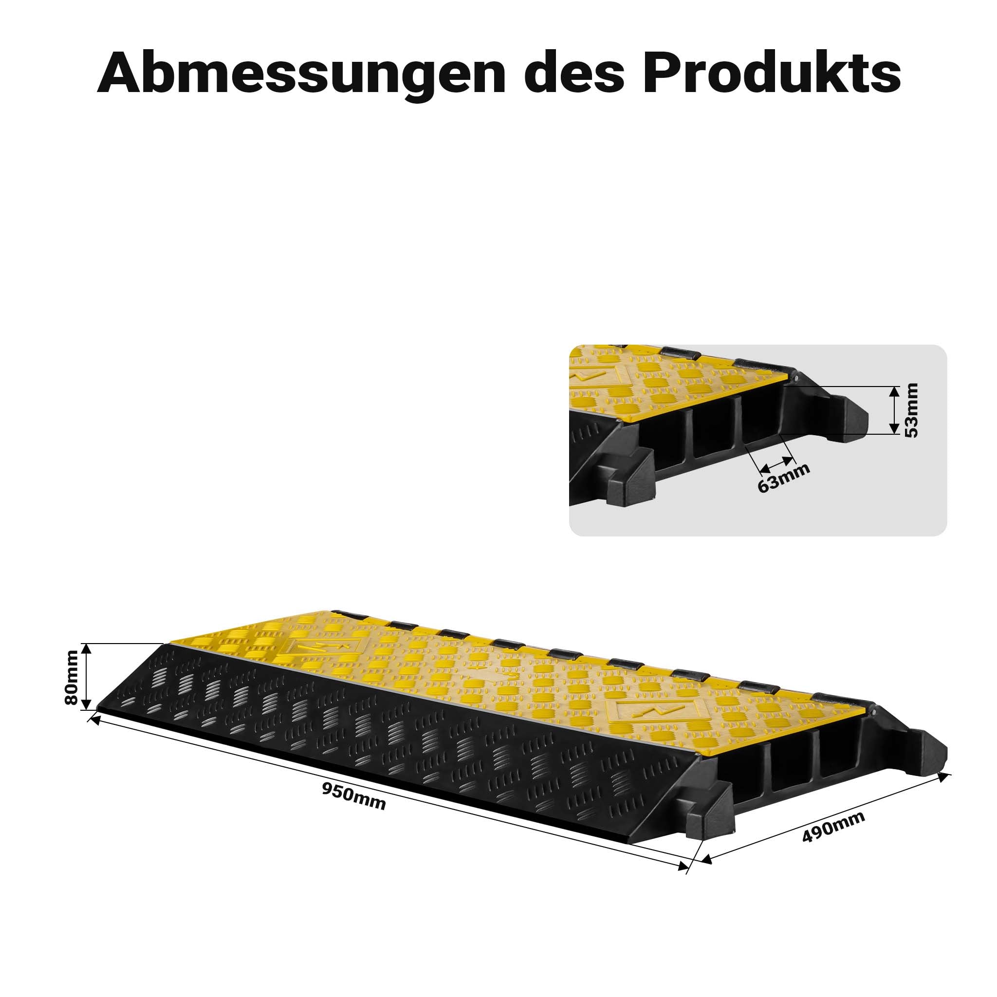 Canalina passacavi carrabile, 930x490x80mm, 3 canali, max 30 t, Pedana copricavo