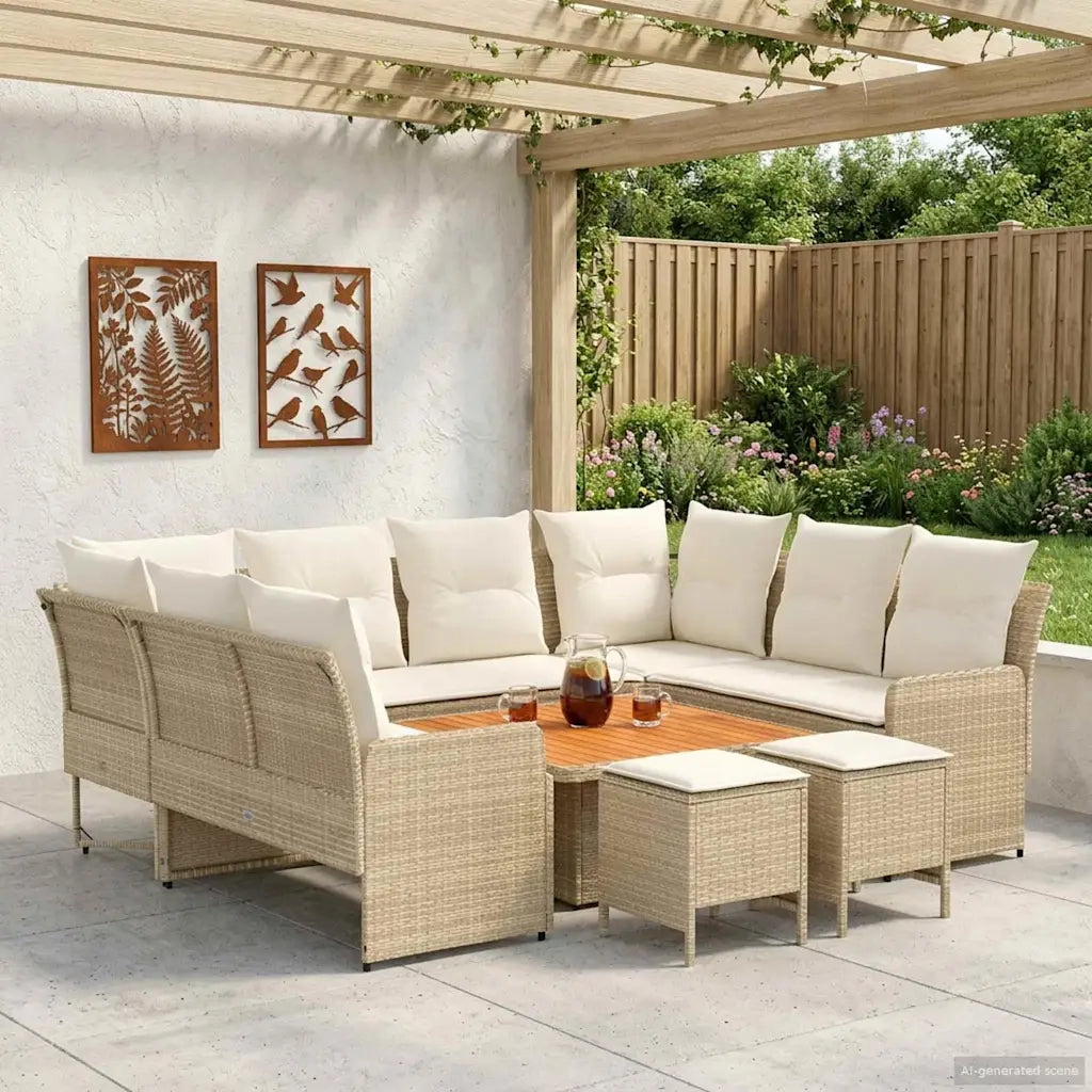 Set di Mobili 8 pz Beige e Crema Rattan in PE 3422199