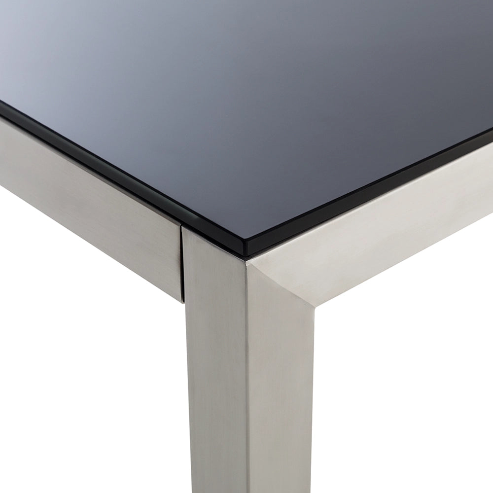 Set da pranzo da giardino beige con piano in vetro Nero 6 posti 180 x 90 cm