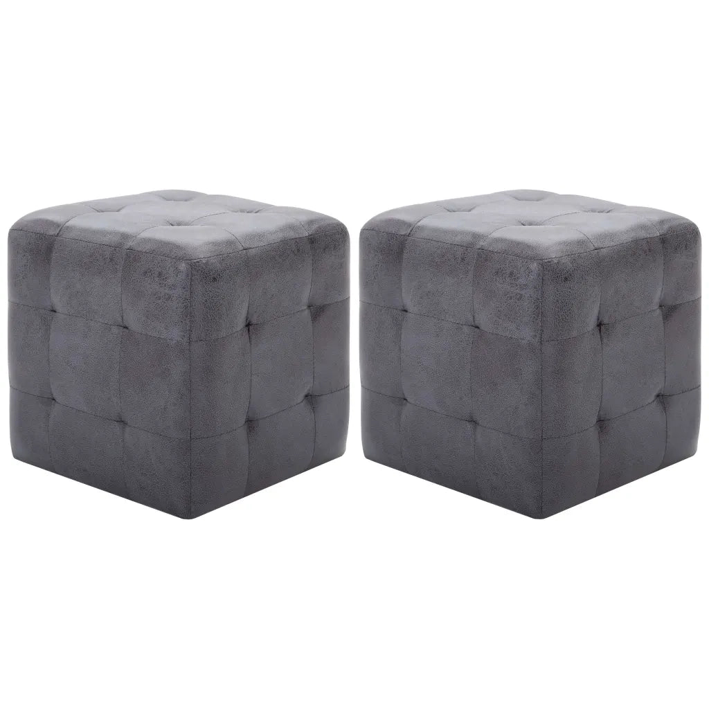 Comodini 2 pz Grigio 30x30x30 cm in Similpelle Scamosciata cod mxl 30912