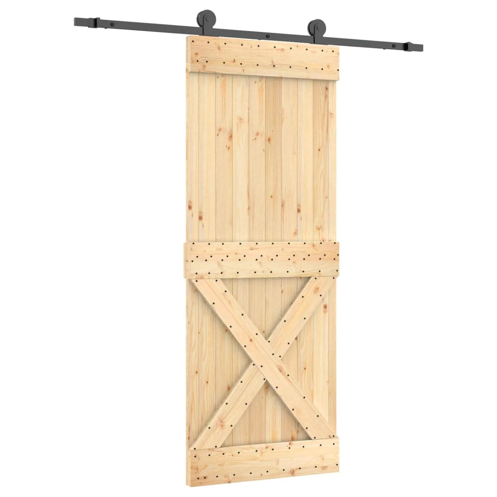 Porta scorrevole Naturale e Nero 80 x 210 cm