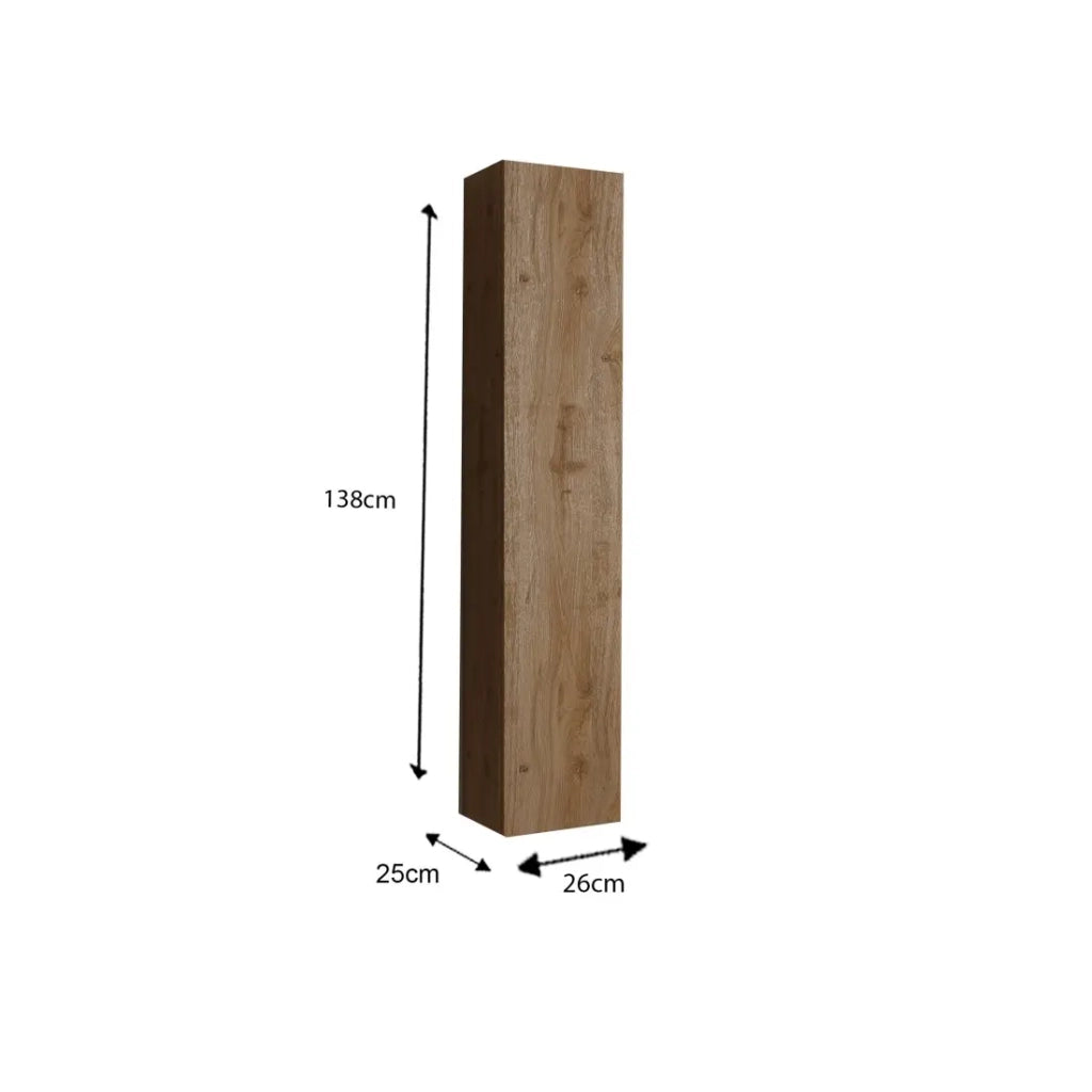 Mobile da bagno sospeso BURA - 1 porta - Rovere chiaro - Design moderno