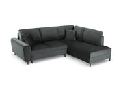 Cosmopolitan Design - Divano convertibile angolare destro con contenitore "Kyoto" 5 posti in velluto grigio scuro 