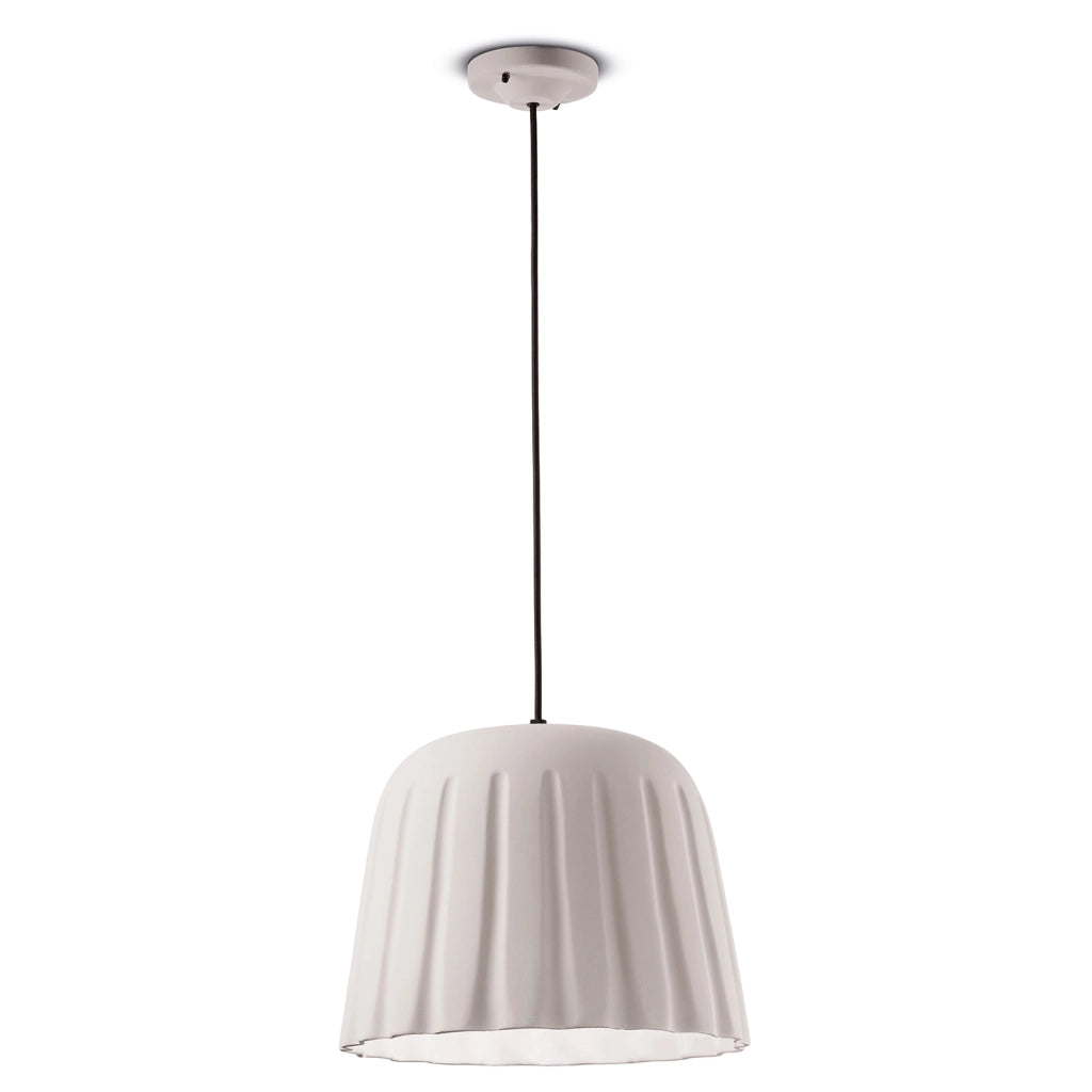 Sospensione Piccola Vintage Decò Madame Gres Ceramica Bianco 1 Luce E27