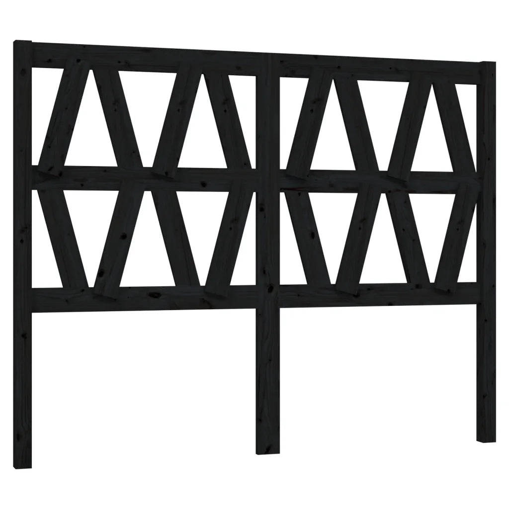 Testiera | Testata per Letto Nera 126x4x100 cm in Legno Massello di Pino