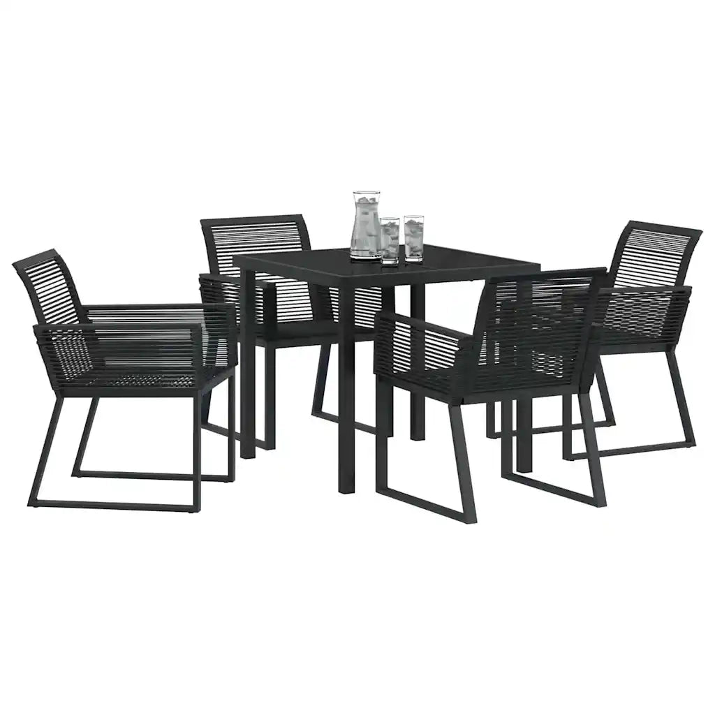 Set da Pranzo per Giardino 5 pcs Nero