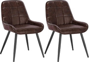 Set di 2 Sedie da Pranzo con Schienale Curvo, Sedie Ergonomiche in similpelle e Metallo, Poltroncina imbottita per Salotto, Ufficio, Camera da Letto, marrone scuro BH332dbr-2