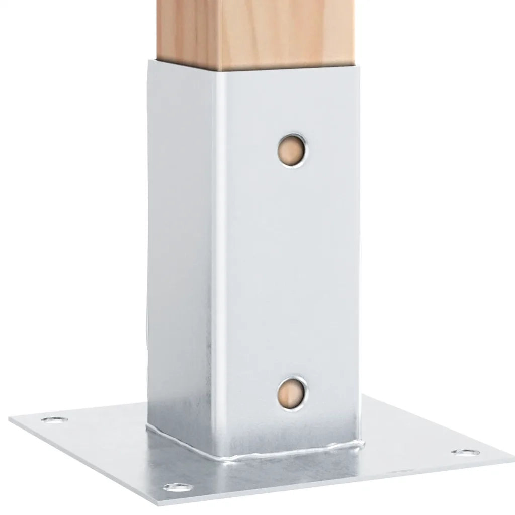 Basi per Pali Quadrate 12 pz Argento 61x61 mm Acciaio Zincato 42000005