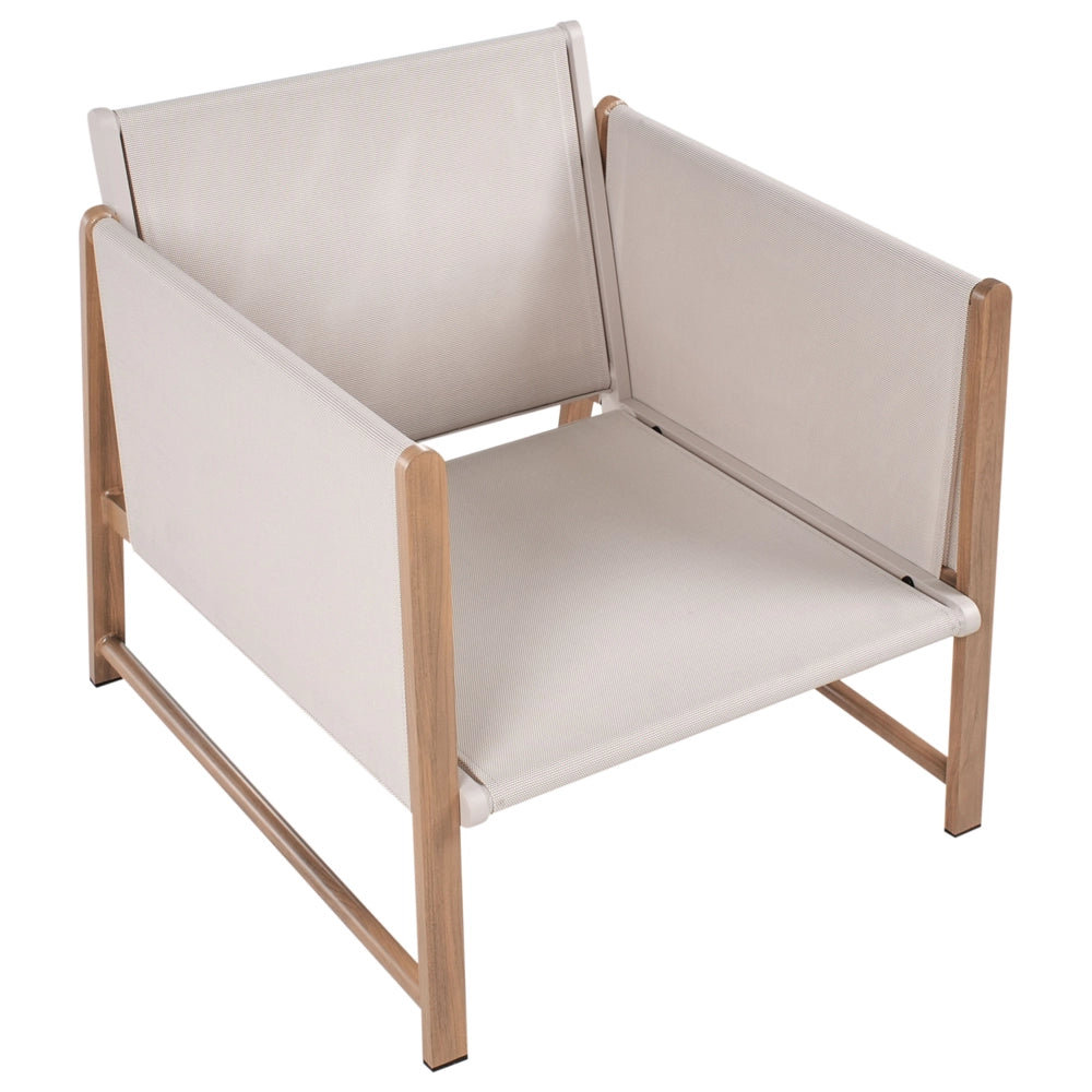 Set di divani da giardino a 5 posti Struttura in metallo beige chiaro con finitura in legno Piano in vetro Divano a 3 posti Ottomano Poltrone