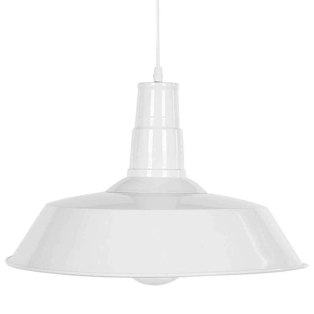 Lampada a sospensione da soffitto a 1 luce bianca con paralume rotondo in alluminio lucido da cucina moderna