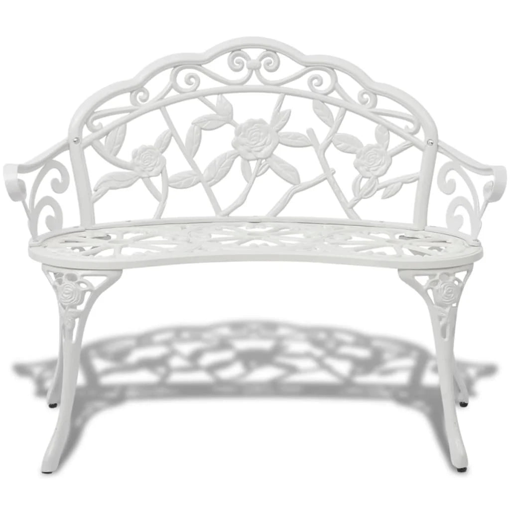 Panca da giardino mobili da esterno per patio terrazza 100 x 54 x 80 cm alluminio pressofuso bianco 02_0011141