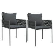Sedie da Giardino con Cuscini 2 pz | Sedie da Esterno Nere 54x61x83cm in Polyrattan