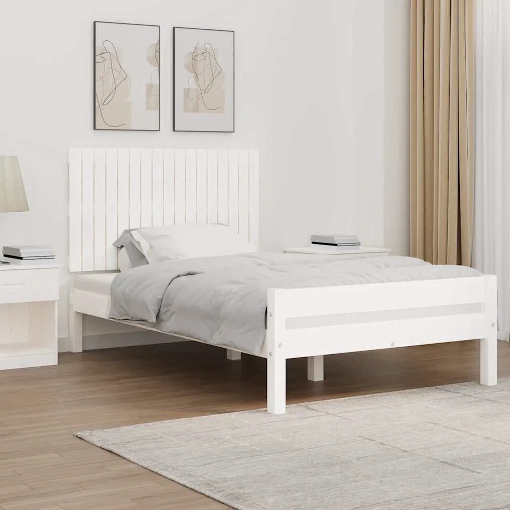 Testiera da Parete Bianca 108x3x60 cm in Legno Massello di Pino cod mxl 52744