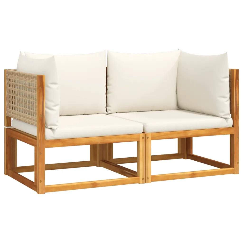 vidaXL Divani da Giardino Angolari con Cuscini 2 pz in Legno di Acacia e Rattan