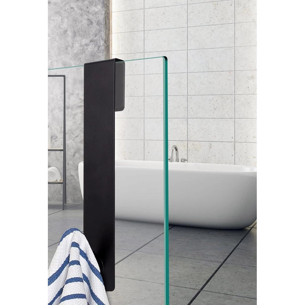 Trade Shop - Gancio Per Box Doccia Appendi Asciugamano Accappatoio Bagno 4x13.5 Cm Nero 87769 -