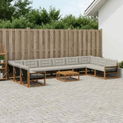 Set di divani da esterno 11 pcs Naturale e Grigio Chiaro