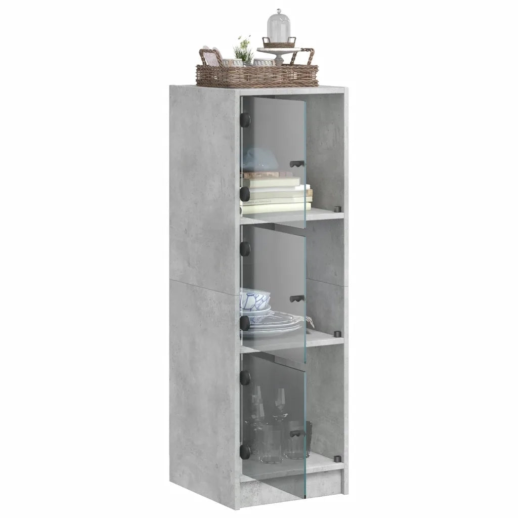 Credenza | Madia | Buffet da pranzo | Armadio da pranzo con Ante in Vetro Grigio Cemento 35x37x109 cm