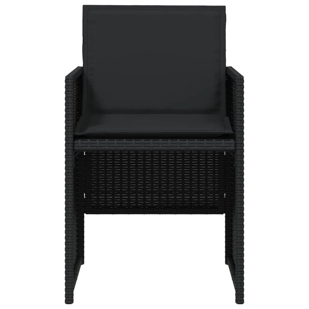 Sedie da Giardino con Cuscini 4 pz | Sedie da Esterno Nere in Polyrattan
