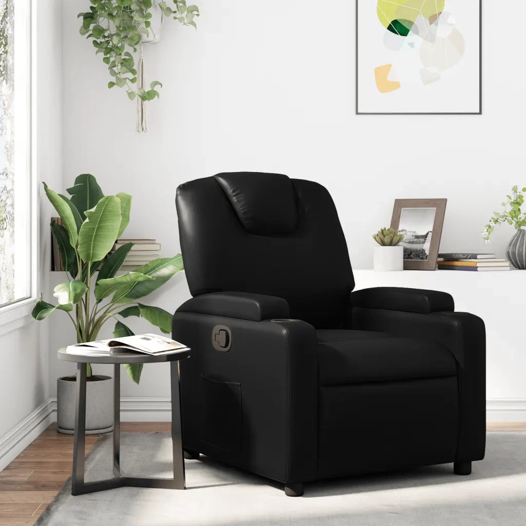 Divano Sedia-Poltrona reclinabile in Similpelle Nera 611155