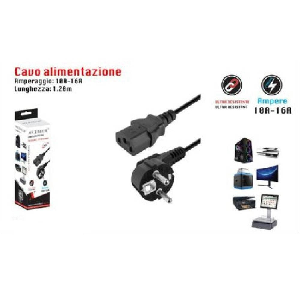Trade Shop - Cavo Alimentazione Tripolare Serie A C13 Schuko Spina Pc F-al01-a 1.5 Mt 250volt -