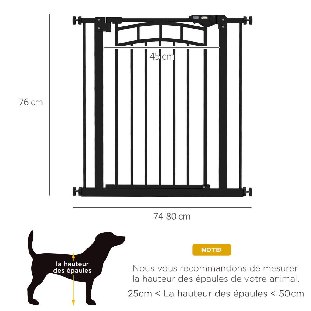 Cancelletto di sicurezza per cani estensibile ¨C Xylo ¨C doppia chiusura 74-80x76 cm nero
