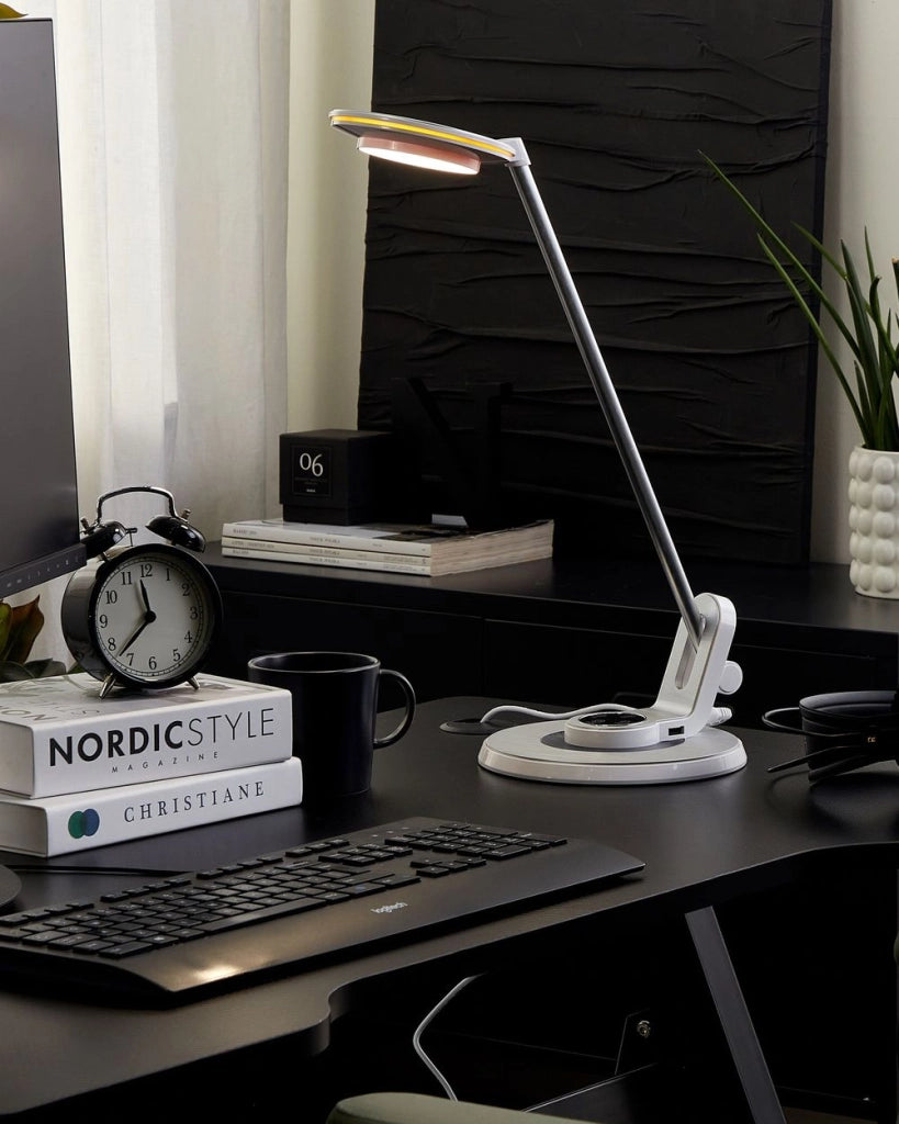 Lampada da soffitto a LED con piastra metallica bianca 45 cm supporto USB ufficio cameretta soggiorno