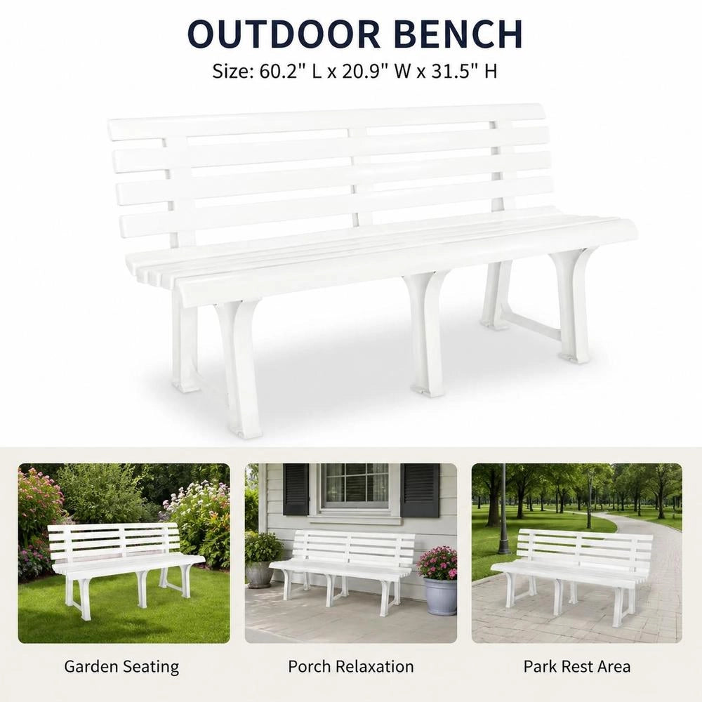 Garden Bench 145.5 Cm Plastic White