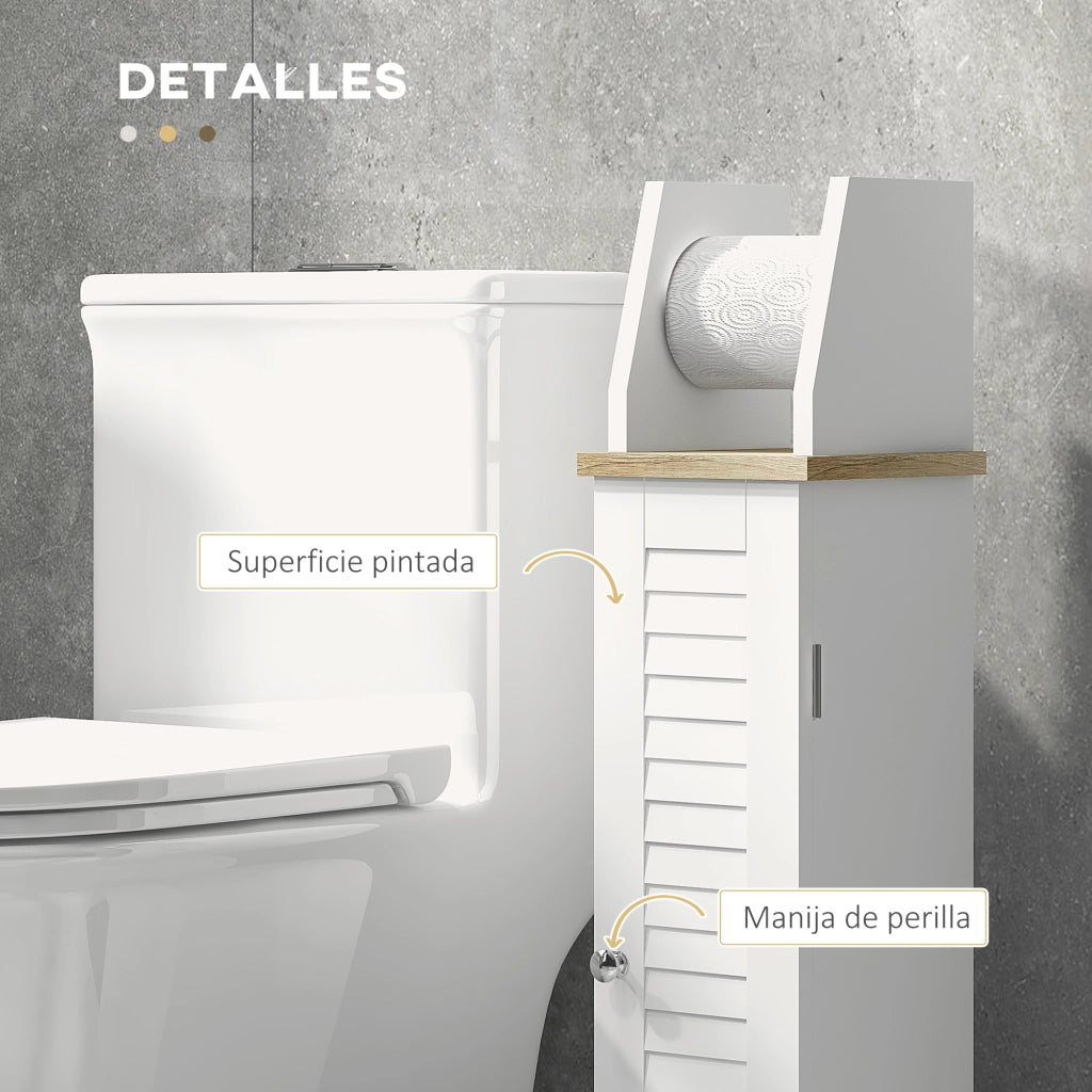 Mobiletto Sottolavabo con Portarotoli ¨C Zephmum ¨C Bianco 18x20x80 cm