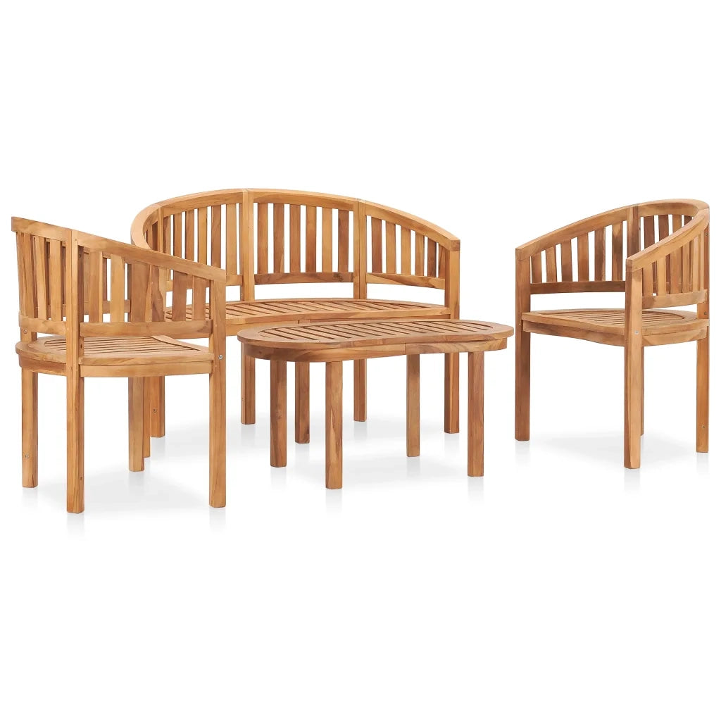 Set Salotto da Giardino 4 pz Design Curvo in Massello di Teak 3059961