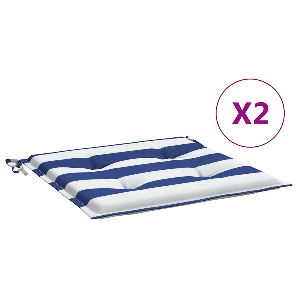 Cuscini per Sedia 2 pz | Cuscini per sedie Strisce Bianche e Blu 50x50x4 cm Tessuto