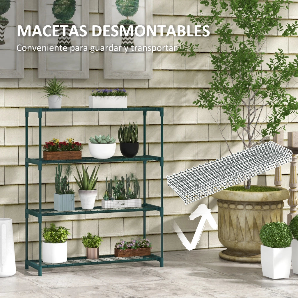 Portavasi 4 Ripiani ¨C Xylo ¨C Acciaio Verde Scuro 89x28x107 cm