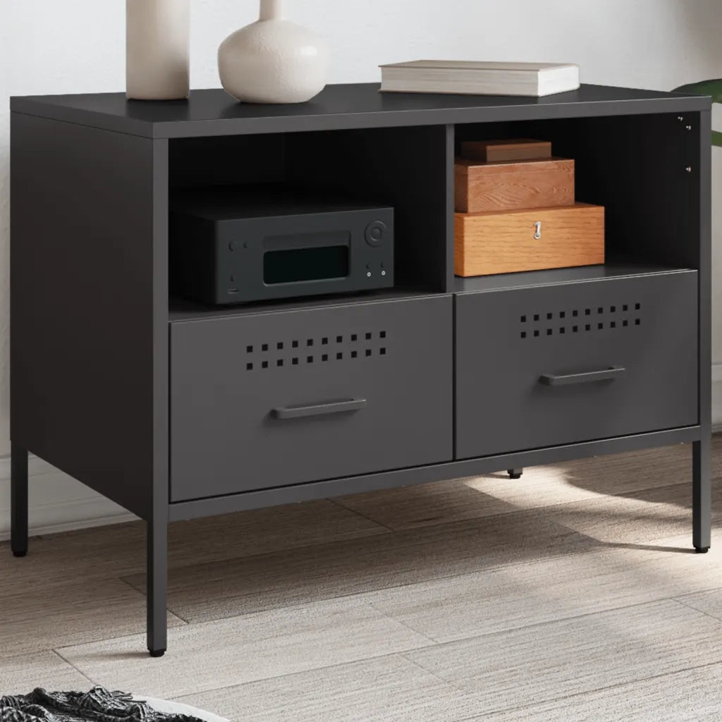 Mobile TV | Armadietto TV | Mobile Porta TV Nero 68x39x50,5 cm in Acciaio