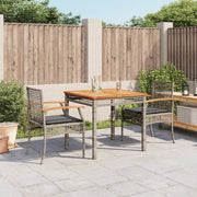 Set da Pranzo da Giardino 3 pz con Cuscini in Polyrattan Grigiocod mxl 90526