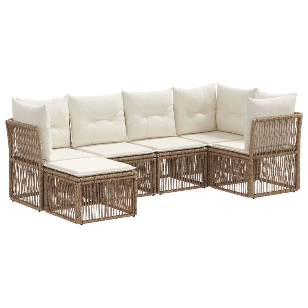 Set Divano da Giardino 6 pcs Beige polyrattan 3434292