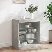 Credenza con Luci LED-Buffet-Armadio da cucina Grigio Cemento 60,5x37x67 cm 310238