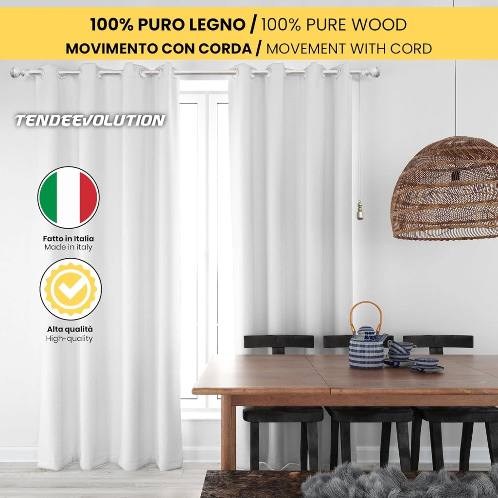 Bastone Tenda in Legno di Alta Qualità, diametro 35 mm a corda colore muffato terminale old lunghezza 200 CM