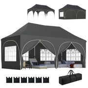 Tenda da giardino pieghevole impermeabile 3x6m ¨C zephmum ¨C grigio con 6 pareti laterali