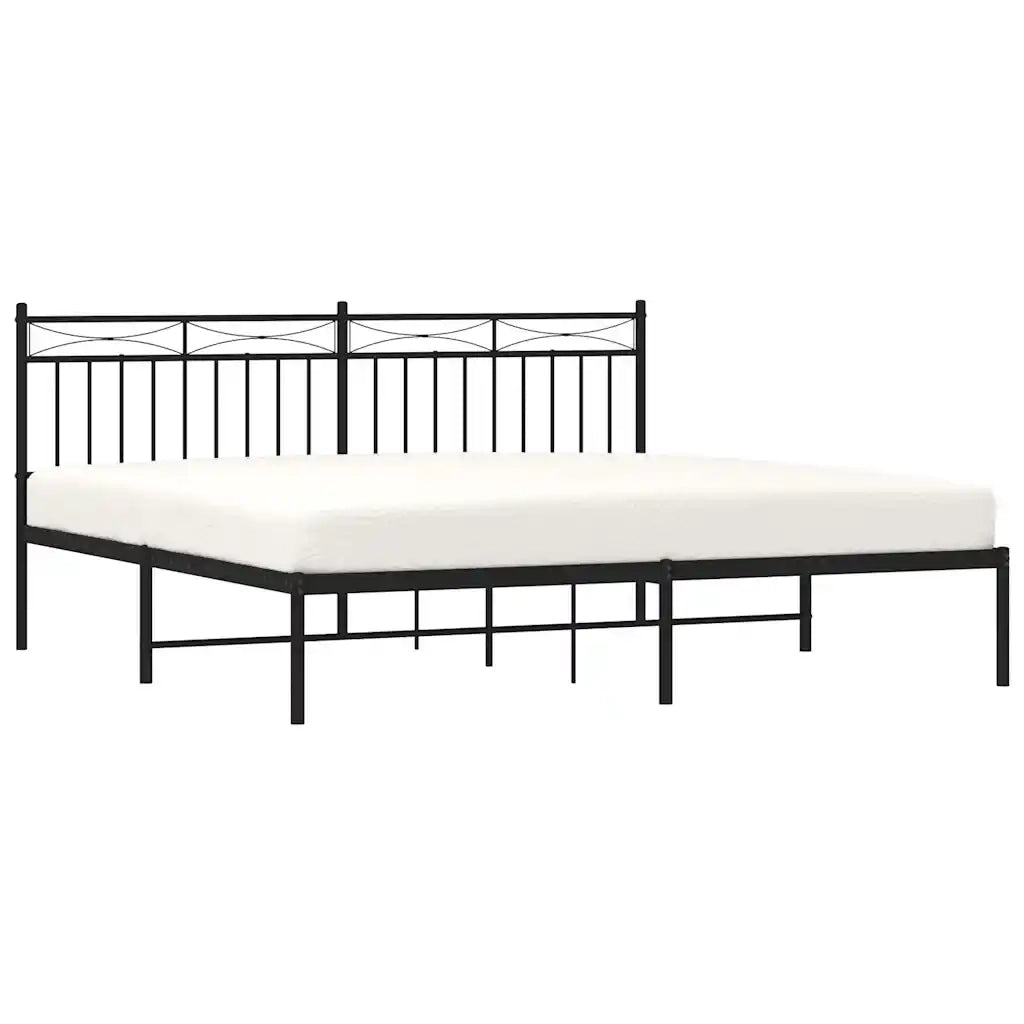 Giroletto con Testiera in Metallo Nero 183x213 cm 373696