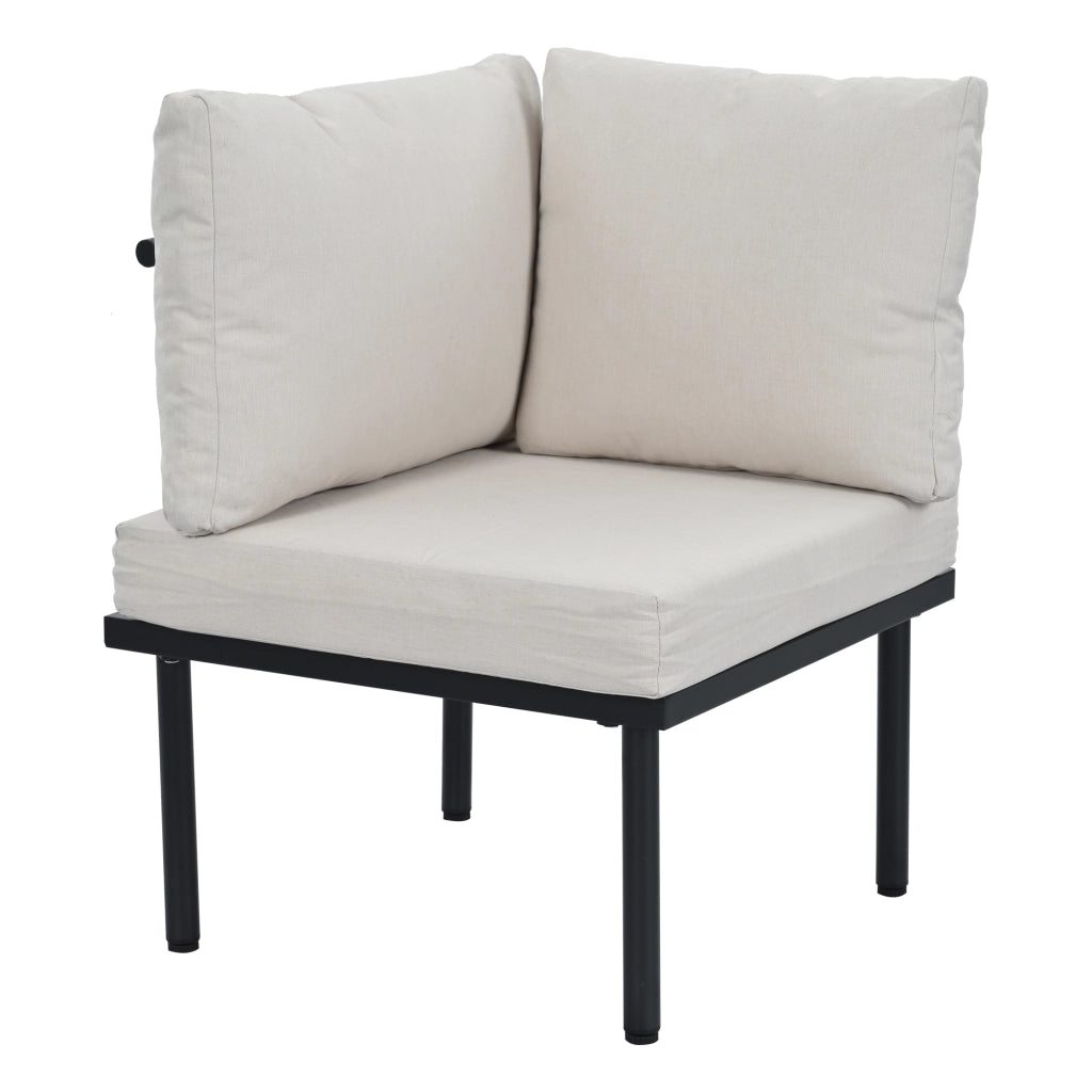 OKWISH Set di 6 mobili da giardino con poltrone e tavolino, piano in vetro e piedini regolabili, Olefin Beige