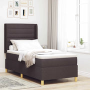 Letto a molle con materasso Marrone Scuro 100 x 200 cm Tessuto