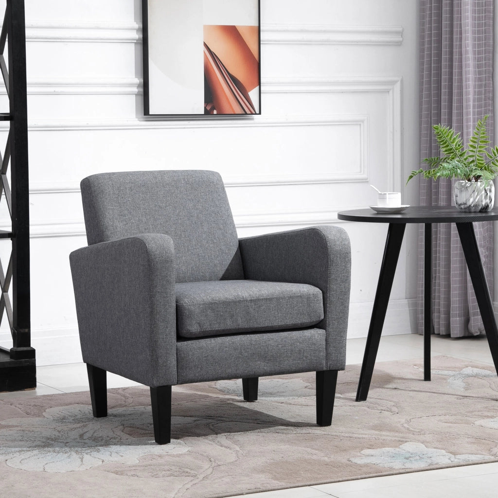 POLTRONA moderna 66x72x74 cm tessuto effetto lino grigio chiaro