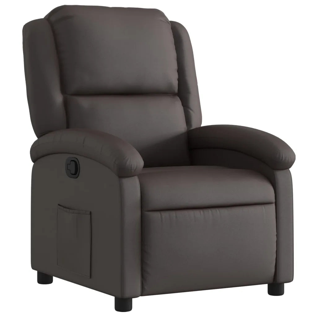Poltrona reclinabile in Vera Pelle Marrone Scuro 3205921